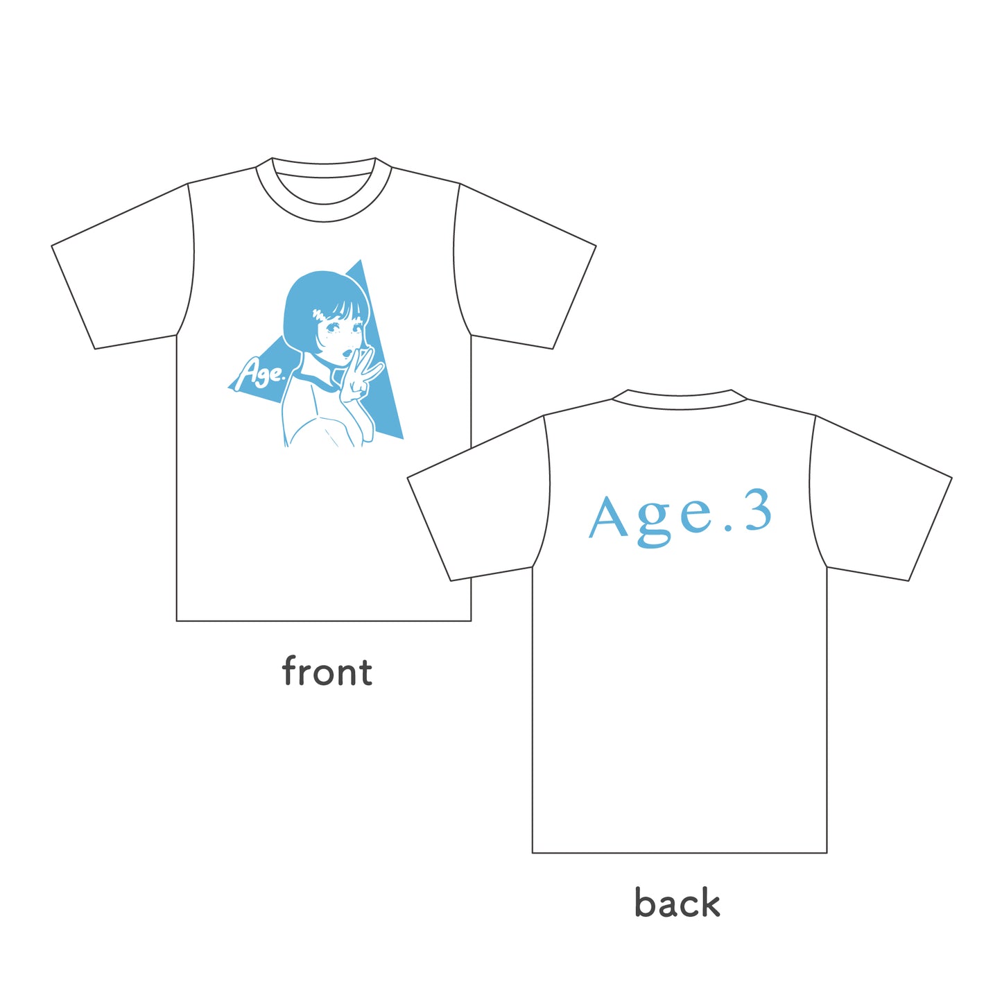 onegoイラストTシャツ(スカイブルーブルーガール)