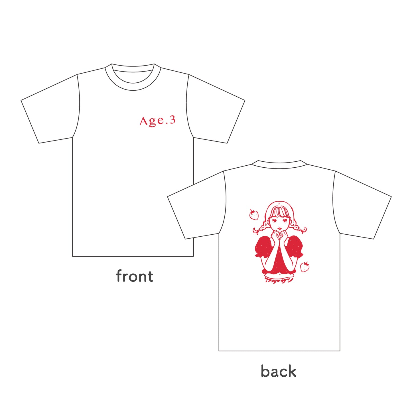 onegoイラストTシャツ(ストロベリーガール)